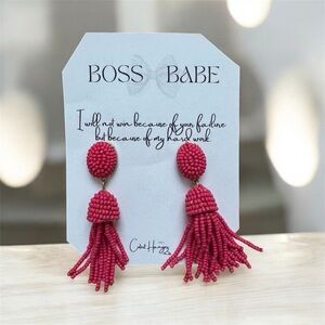 Pink Beaded Tassel Earrings Lightweight Fashion Jewelry